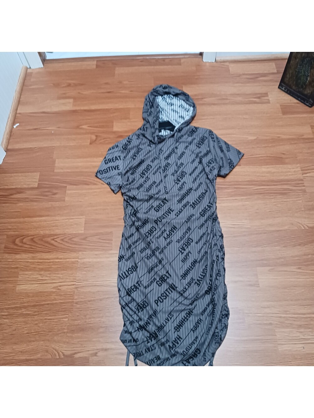 RUE 21 women's  Fudge Brown  Ruched Hooded  Dress  With  Tassels